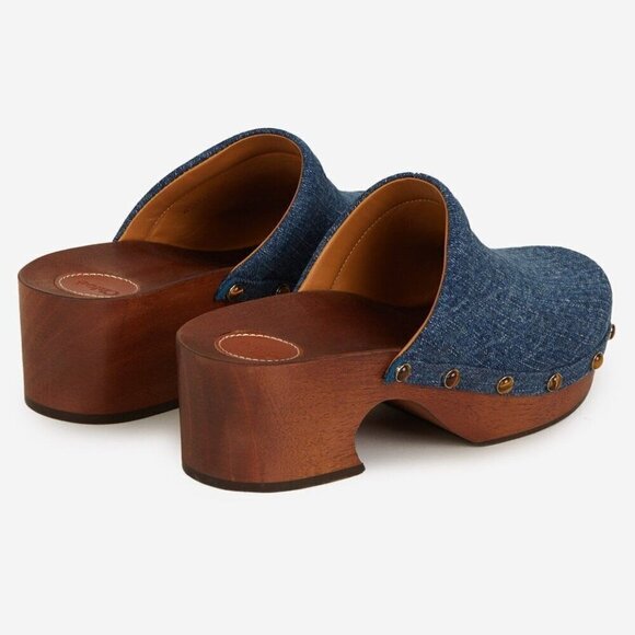 CHLOE Aurna Clogs in Denim 36 With Box Womens Jean Shoes Jean Slides Mules - Picture 2 of 16